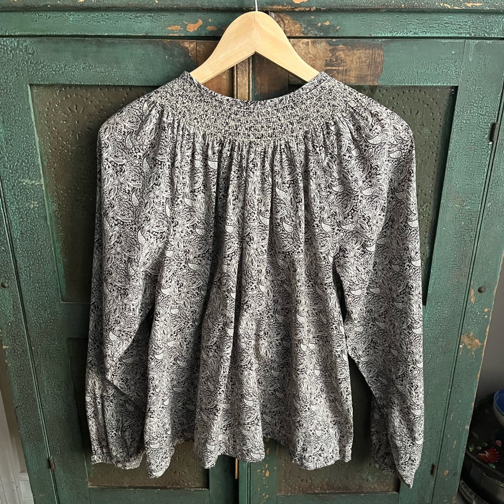 ABLE Paisley Cotton Smocked Button Blouse - Picture 5 of 7